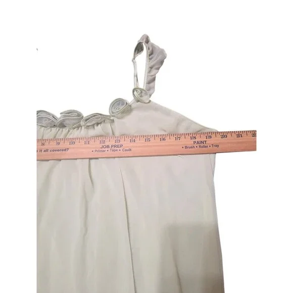 Oscar de la Renta Pink Label Chiffon Chemise Gown Satin Trim Green XL B6.1 - Picture 5 of 9